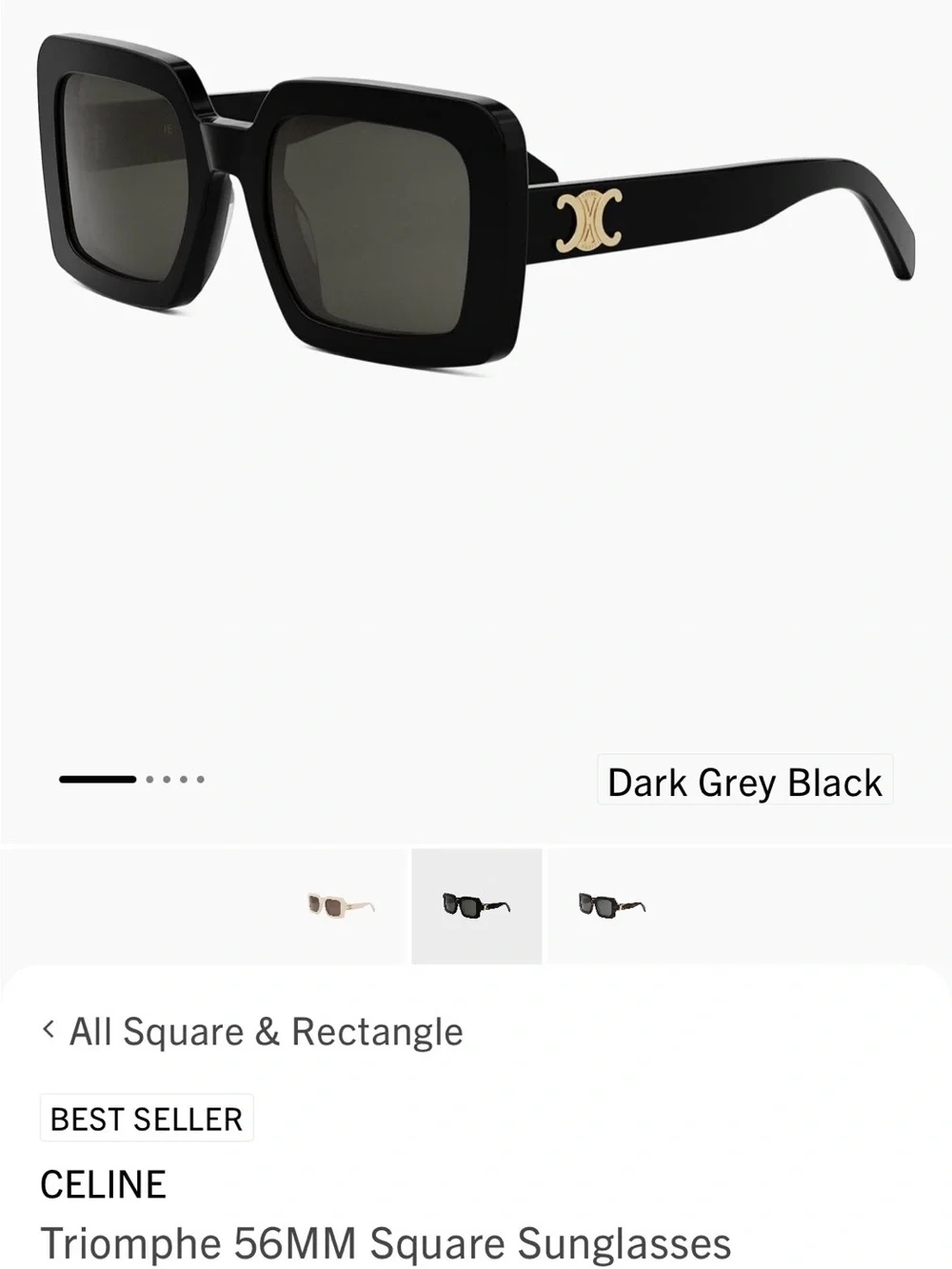 Celine Black Square Oversized Sunglasses with Dark Lenses